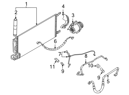 2003 Chevrolet Venture A/C Condenser, Compressor & Lines Evaporator Tube Diagram for 10307349