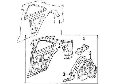 1997 Acura CL Inner Structure - Quarter Panel Wheelhouse, Left Rear Diagram for 64730-SY8-A00ZZ