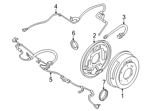 2003 Nissan Frontier Anti-Lock Brakes Plate Assy-Back, Rear Brake LH Diagram for 44030-7B400