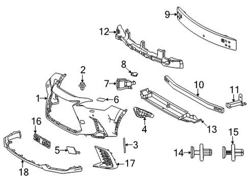 2022 Lexus NX350 Bumper & Components - Front Reinforcement Bolt Diagram for 90119-16029