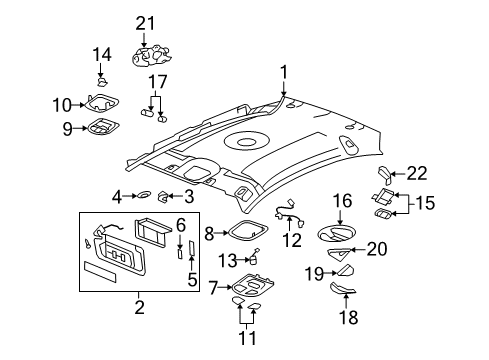 2009 Saturn Aura Interior Trim - Roof Console, Roof Diagram for 15276333