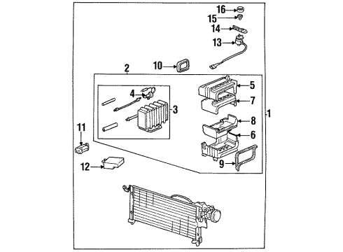 1989 Honda Accord A/C Evaporator Components Thermostat, Air Conditioner Diagram for 80430-SE0-971