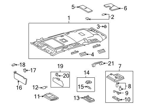 2009 Lexus LX570 Sunroof Visor Assy, Center Diagram for 74330-60070-A0