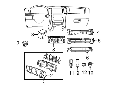 2008 Jeep Grand Cherokee Instruments & Gauges Cluster-Instrument Panel Diagram for 68004208AF