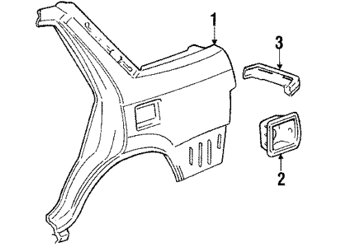 1987 Honda Civic Quarter Panel & Components Adapter, Fuel Cap Diagram for 70475-SB4-660ZZ