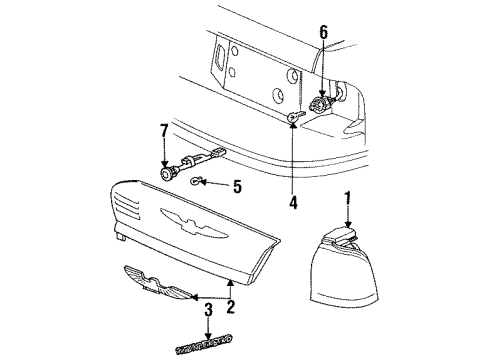 1993 Ford Thunderbird Tail Lamps Tail Lamp Assembly Diagram for F2SZ13404A