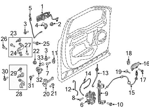 2016 Ford F-150 Front Door - Lock & Hardware Release Cable Diagram for FL3Z-15221A00-A