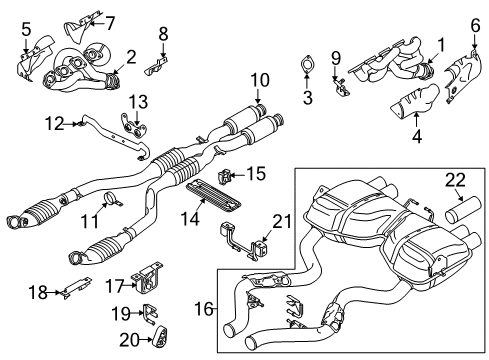 2010 BMW M3 Exhaust Manifold Rear Muffler Diagram for 18107840790