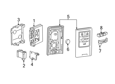 2014 Chevrolet Corvette Keyless Entry Components Transmitter Diagram for 22779879