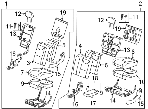 2009 Saturn Vue Rear Seat Components Frame, Rear Seat Cushion Diagram for 96839527