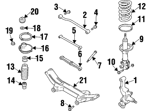1998 Mercury Tracer Rear Suspension Components, Lower Control Arm, Stabilizer Bar Lower Insulator Diagram for F7CZ-5536-AA