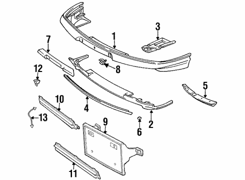 1995 BMW 840Ci Front Bumper Cover Diagram for 51118108169