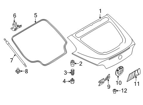 2008 BMW Z4 Lift Gate & Hardware, Exterior Trim Gas Pressurized Spring For Trunk Lid Diagram for 51243420572