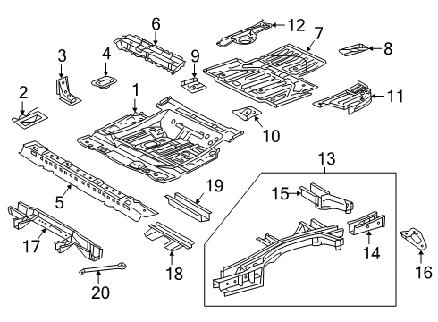 2019 Lexus RX450hL Rear Body - Floor & Rails Pan, Center Floor L/BOL Diagram for 58211-48920