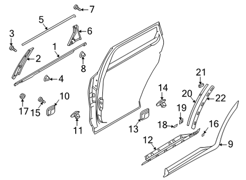 2021 Kia Sorento Exterior Trim - Rear Door GARNISH-Rear Door Si Diagram for 87734R5300