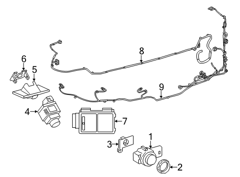 2022 Toyota GR Supra Electrical Components - Rear Bumper Park Sensor Diagram for 89341-WAA34
