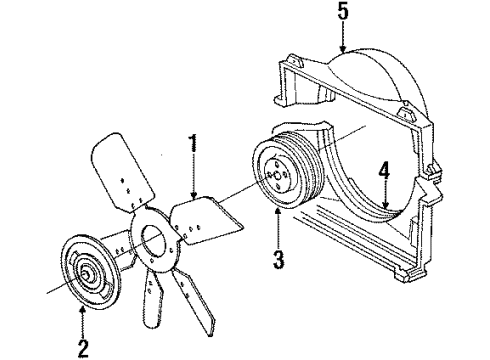 1991 Cadillac Brougham Cooling System, Radiator, Water Pump, Cooling Fan Shroud Diagram for 3520715