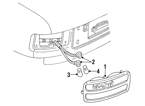 1992 Oldsmobile Achieva Tail Lamps Lamp Asm-Rear Diagram for 5975884