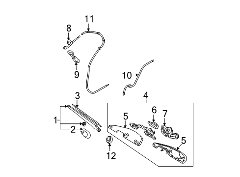 2009 Kia Sportage Wiper & Washer Components Rear Wiper Arm Assembly Diagram for 988111F001