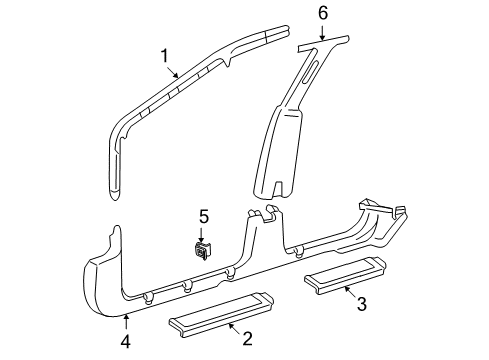 1997 Chevrolet Cavalier Interior Trim - Pillars, Rocker & Floor Molding Asm-Windshield Side Upper Garnish *Graphite Diagram for 22606839