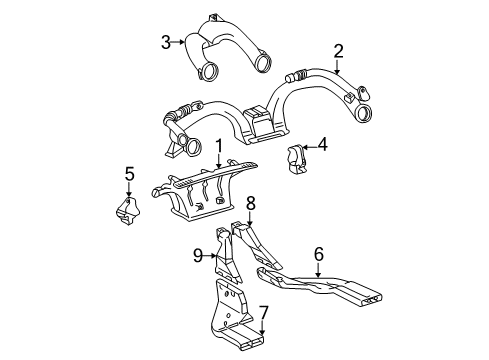 2008 Toyota Matrix Ducts Outer Duct Diagram for 55843-01040