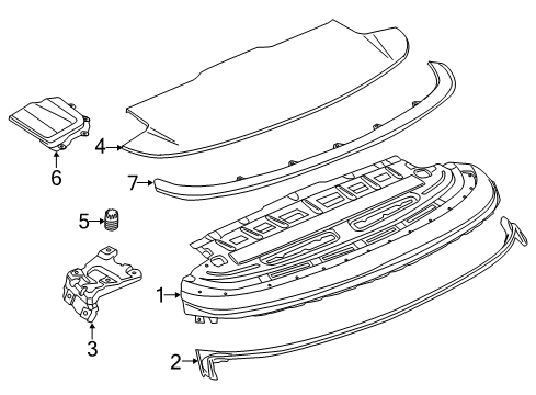 2007 BMW 328i Stowage Compartment Moulding, Folding Top Lid Diagram for 54377293470