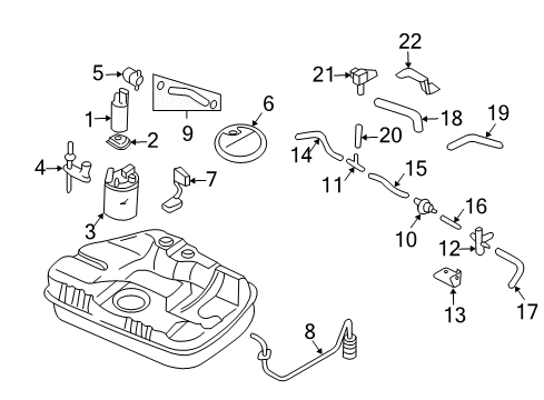 2008 Hyundai Tiburon Fuel Injection Hose-Tank To Vapor Tube Diagram for 31146-2D501