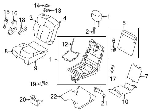 2020 Infiniti QX80 Heated Seats Cover-Cushion, Rear Seat Diagram for 88327-1LA2A