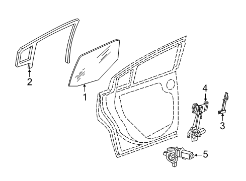 2021 Dodge Charger Front Door Glass & Hardware Glass-Rear Door Flush Glass Diagram for 68040040AH