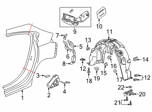 2019 Chevrolet Cruze Quarter Panel & Components Deflector Diagram for 23446495