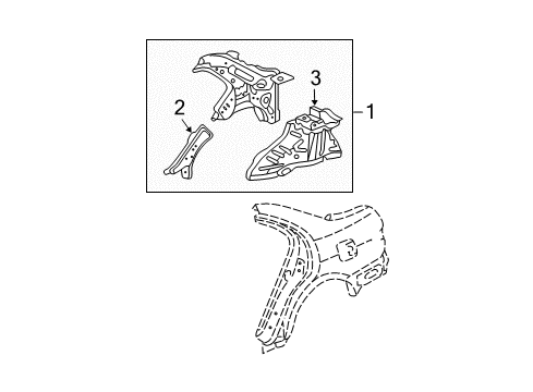 2005 Acura TL Inner Structure - Quarter Panel Panel, Left Rear Inside Diagram for 64700-SEP-345ZZ