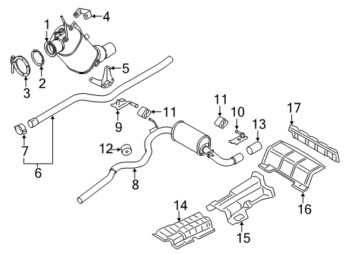2014 BMW 328d xDrive Diesel Aftertreatment System Rear Silencer Bracket Diagram for 18308570074