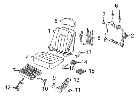 2002 Lincoln Blackwood Front Seat Components Seat Cushion Pad Diagram for 2C6Z-16632A22-AA