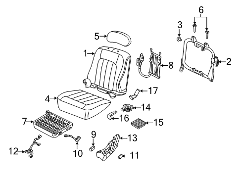 2002 Lincoln Blackwood Front Seat Components Seat Frame Diagram for YL3Z-1563101-AA