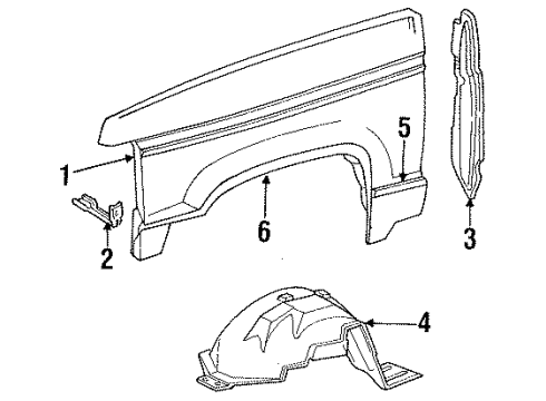 1992 Ford Explorer Fender & Components, Exterior Trim Body Side Molding Diagram for F1TZ16A039BAPTM