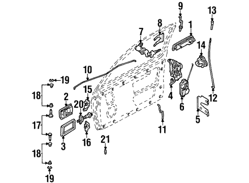1995 Nissan Pickup Front Door Front Door Outside Handle Assembly, Right Diagram for 80606-01A10