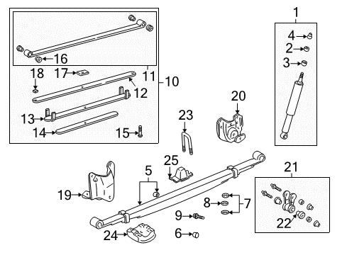 2003 Toyota Tundra Rear Suspension Components, Stabilizer Bar Leaf Spring Assembly Diagram for 48210-0C011