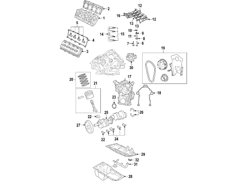 2007 Chrysler 300 Engine Parts, Mounts, Cylinder Head & Valves, Camshaft & Timing, Oil Pan, Oil Pump, Crankshaft & Bearings, Pistons, Rings & Bearings Support-Engine Support Diagram for 4578194AE