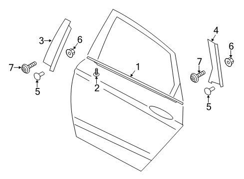 2018 Ford Fusion Exterior Trim - Rear Door Applique Diagram for ES7Z-54255A34-CA