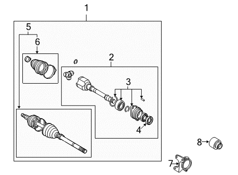 2014 Scion xB Drive Axles - Front Axle Assembly Diagram for 43410-12821