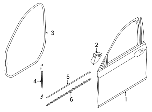 2018 BMW 740i xDrive Front Door Gasket A-Pillar Bottom Left Diagram for 51767336049