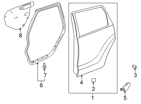 2010 Pontiac Vibe Rear Door Outer Panel Diagram for 19184024
