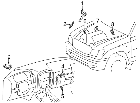 2007 Lexus LX470 Ignition System Engine Control Computer Diagram for 89661-60D81