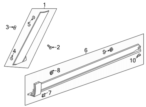 2021 Chevrolet Trailblazer Exterior Trim - Pillars Rocker Molding Diagram for 42762247