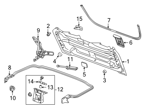 2014 Chevrolet Corvette Convertible Top Lid Bumper Diagram for 25815022