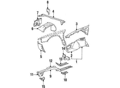1995 Cadillac Seville Structural Components & Rails Extension-Front Wheelhouse Panel Diagram for 25638291
