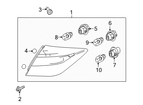 2010 Honda Accord Crosstour Bulbs Taillight Assy., R. Diagram for 33500-TP6-A01