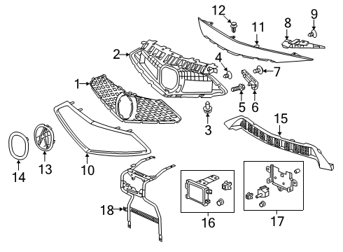 2019 Acura ILX Cruise Control System Radar Sub-Assembly Diagram for 36802-TX6-A04