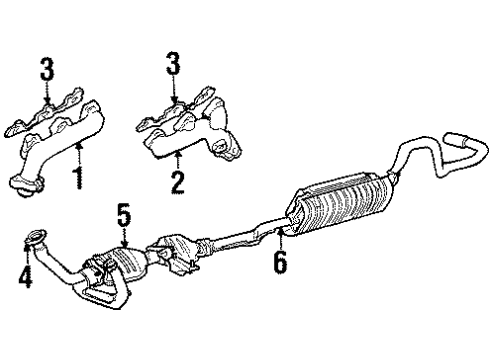 1993 Ford Ranger Exhaust Components Front Pipe Diagram for F3TZ-5246-B