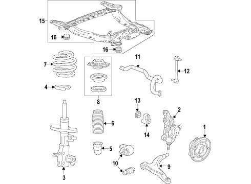 2021 Buick Envision Front Suspension Components, Lower Control Arm, Ride Control, Stabilizer Bar Engine Cradle Mount Bushing Diagram for 23273515